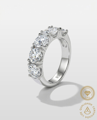 Foto Anel Aparador Princess Moissanite - 6,0 mm - 0.8ct - Prata 925