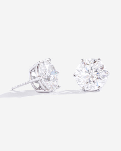 Foto Brinco Solitário Glitz - Moissanite - 12,5 mm - 14ct - 6 Garras - Prata 925