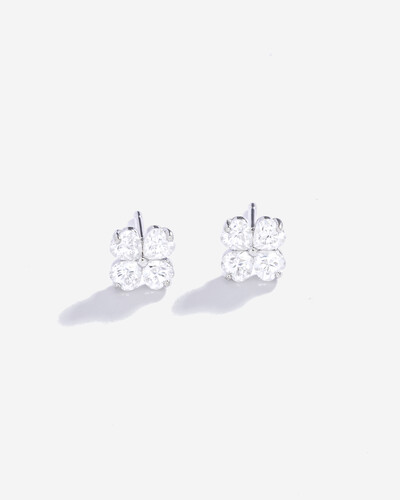 Foto Brinco Trevo Moissanite Mini 3x3mm 0.8ct- Prata 925
