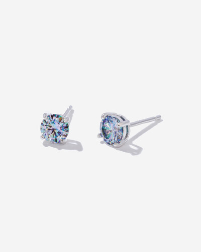 Foto Brinco Lumini Moissanite Ciano - 5 mm - 0.5ct - Prata 925