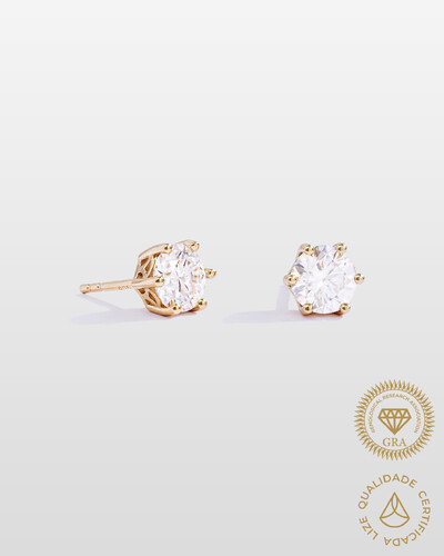 Foto Brinco Emily - Moissanite 6,5 mm -2ct - - Prata 925