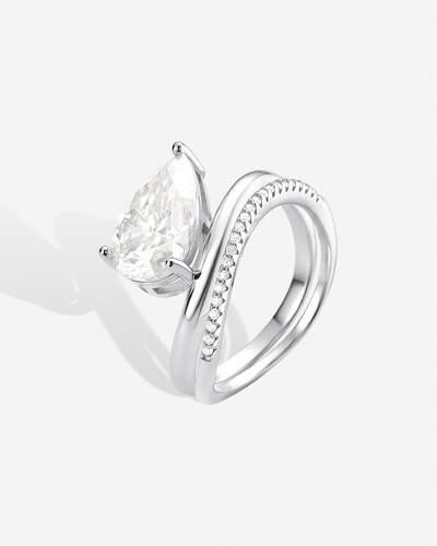 Foto Anel Duplo Brena - Moissanite - 8x12mm - 4.1ct - Prata 925