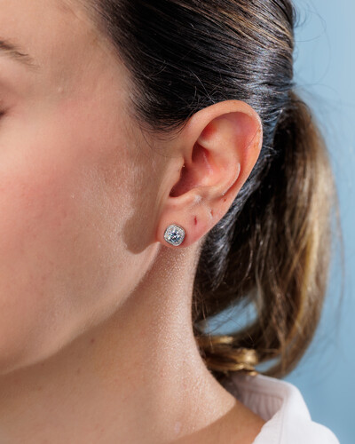 FotoBrinco Square Moissanite Ciano - 5,0 mm Prata 925