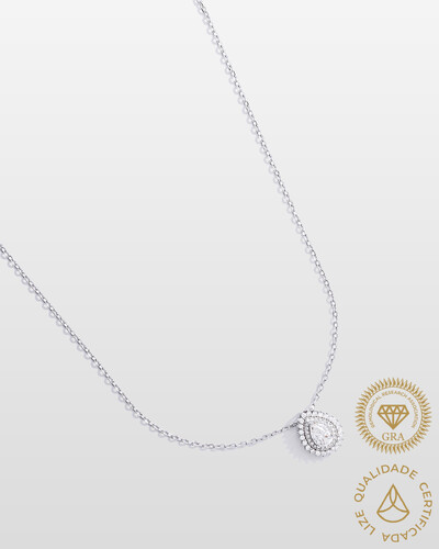 Foto Colar Gota Naire - Moissanite - 5x7mm - 1.08ct - Prata 925
