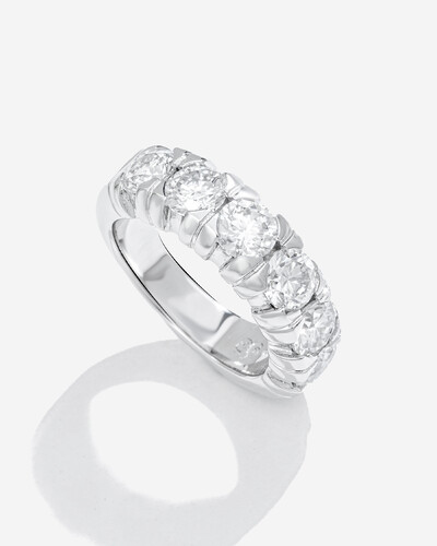 Foto Anel Aparador Yana Moissanite - 5 mm - 3,5ct - 4 garras - Prata 925