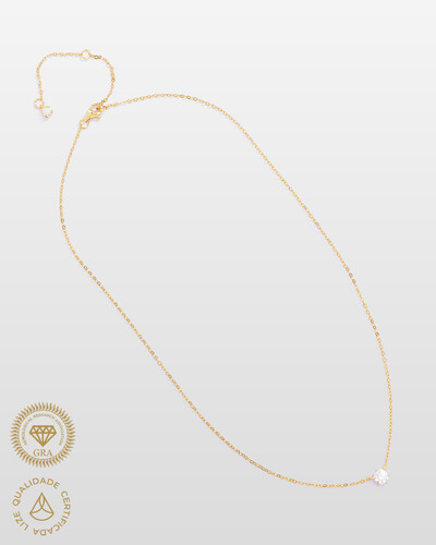 Foto Colar Ponto de Luz Glitz - Moissanite 5 mm - 0.5ct - 6 garras - Prata 925 - Banho Ouro 18k