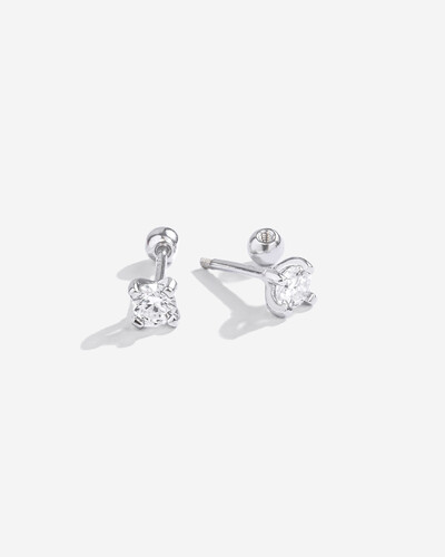 Foto Brinco Solitário Judy M - Moissanite 3,5 mm - 0.4ct - Prata 925