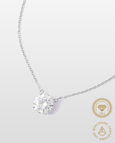 Foto Colar Ponto de Luz - Moissanite - 10 mm - 4.0ct - 4 Garras - Prata 925