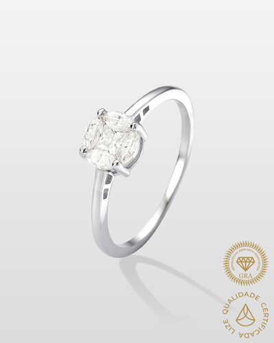 Foto Anel Solitário Noite e Luz Moissanite - 3.3 mm - 0,2 ct Prata 925