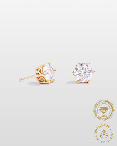 Foto Brinco Emily - Moissanite 8,5 mm - 5.0ct - - Prata 925