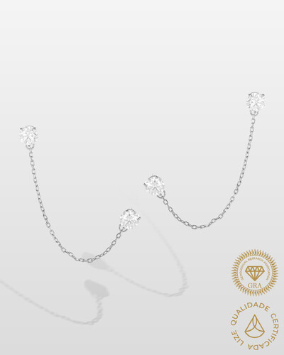 Foto Brinco Ear Line Candy - Moissanite 6 mm- 3.2ct- Prata 925