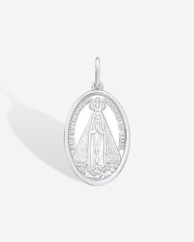 Foto Pingente Medalha Nossa Senhora Aparecida - Prata 925