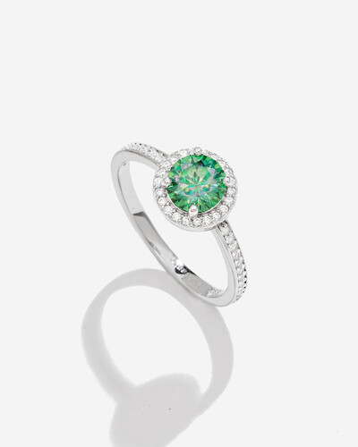 Foto Anel Luxo Color Moissanite - 0.8ct - 6 mm - Prata 925