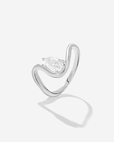Foto Anel Orgânico Moissanite Gota - 5,8 mm- 1.0ct - Prata 925