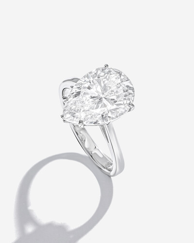 Foto Anel Solitário Gota Sarah - Moissanite - 14mm- 6.0ct - Prata 925