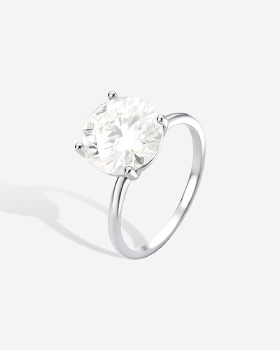 Foto Anel Solitário Moissanite 10 mm - Prata 925