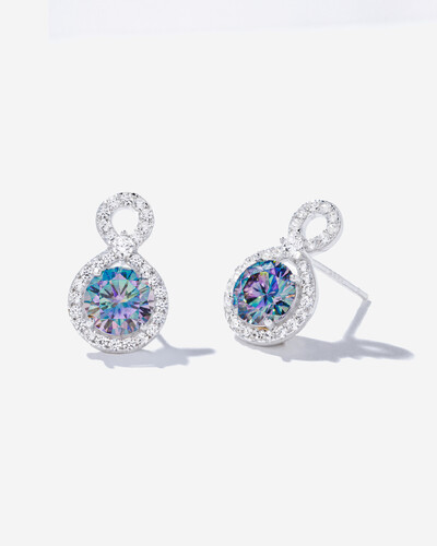 Foto Brinco Bright Lumini Moissanite Ciano - 6,5 mm -1.0ct - prata 925