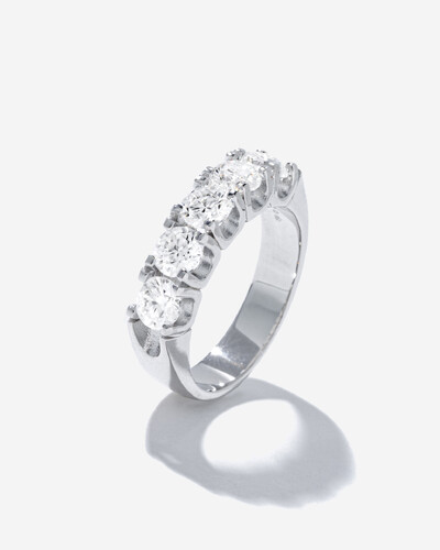Foto Anel Aparador Princess Moissanite - 5 mm - 4 garras - Prata 925