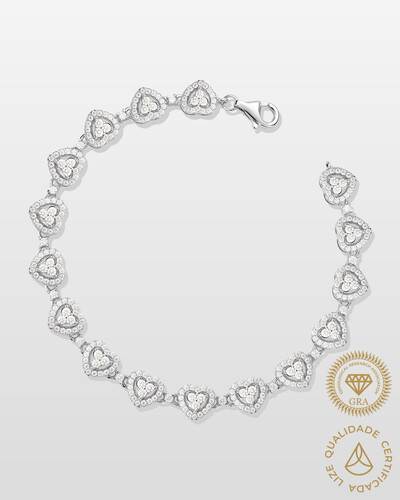 Foto Pulseira Corações Gisela - Moissanite 0,015ct - Prata 925