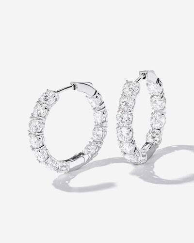 Foto Brinco Argola Eternity M - Moissanite 5 mm - 9.9ct- Prata 925