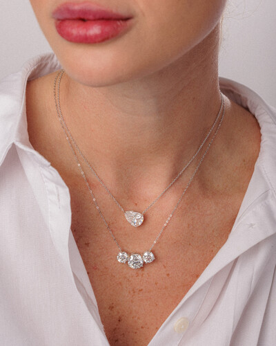 Foto Colar Nivia Moissanite 11mm/ 8mm - 5.0ct - Prata 925