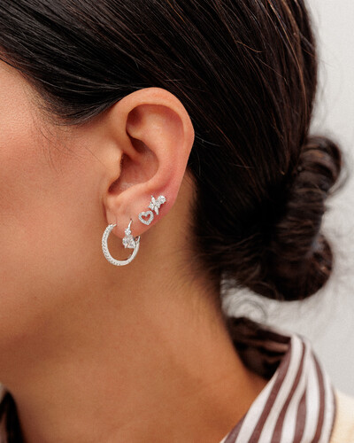 Foto Brinco Coração Encanto Moissanite 1mm - 0.139ct - Prata 925