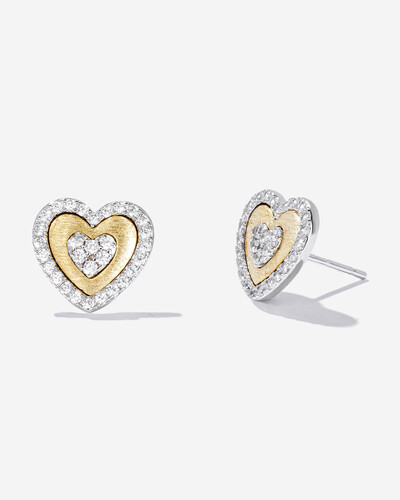 Foto Brinco Duo Composê - Coração - Prata 925