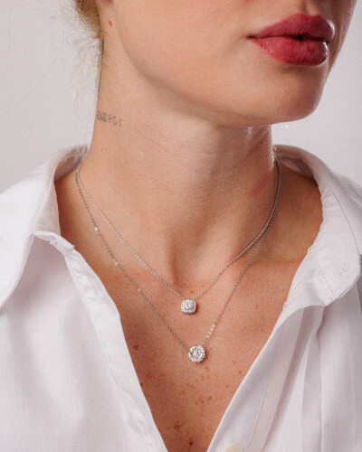Foto Colar Ponto de Luz Glitz - Moissanite - 9,5 mm - 3.5ct - 6 garras - Prata 925