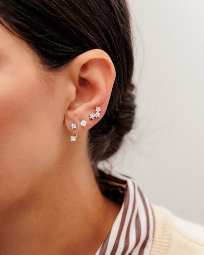 Foto Brinco Ponto de Luz Fiorella Moissanite - 3mm - 0.4ct - Prata 925