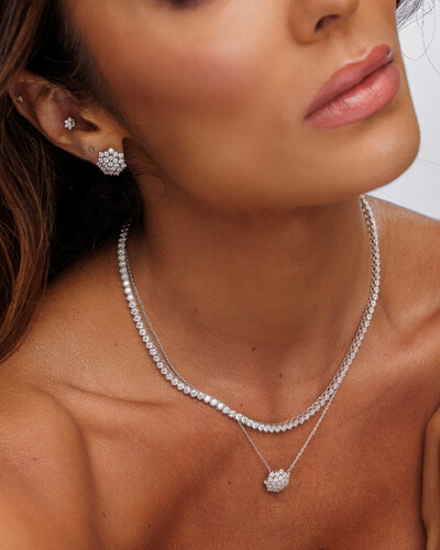 FotoColar Riviera Moissanite - 3,0 mm - 3 garras - 40 cm -Prata 925