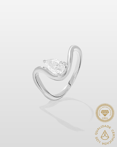 Foto Anel Orgânico Moissanite Gota - 5,8 mm- 1.0ct - Prata 925