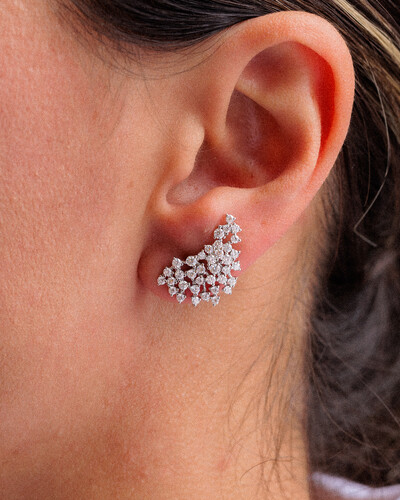 Foto Brinco Ear Cuff Wings - Moissanite - ct - Prata 925
