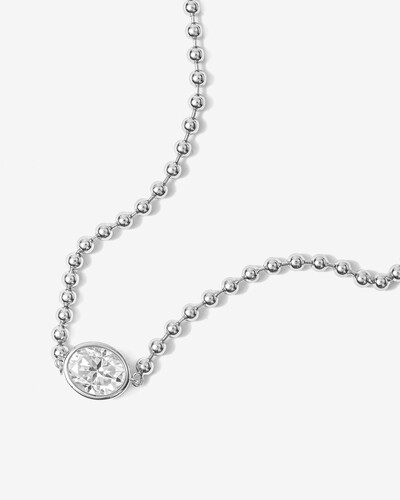 Foto Colar de Bolinhas Kelly - Moissanite 8 mm x 10 mm - 3ct - Prata 925