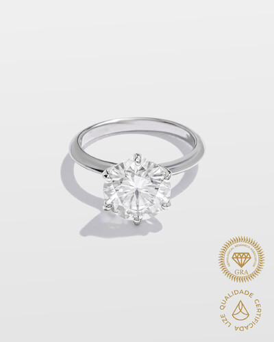 Foto Anel Solitário Chiara Moissanite - 10 mm - 4.0ct - Prata 925