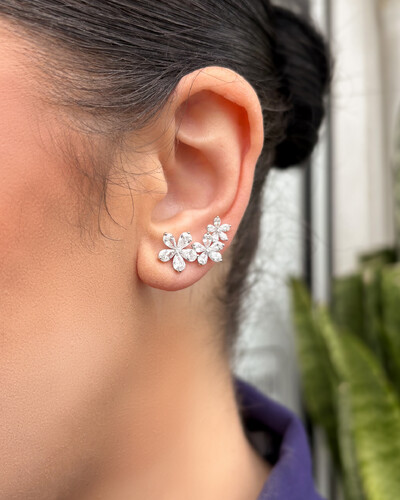 Foto Brinco Ear Cuff Flores Maggie - Prata 925