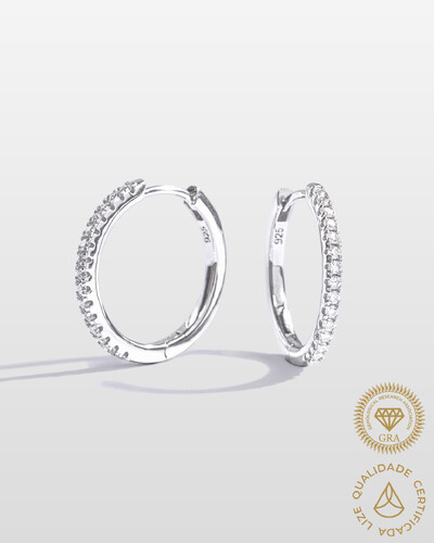 Foto Brinco Argola Taly Moissanite 1,3mm - 0.3ct - Prata 925