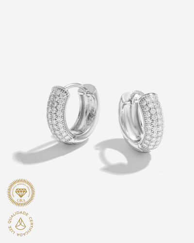 Foto Brinco Argola Nataly Moissanite - 1.3mm - 0.735ct - Prata 925