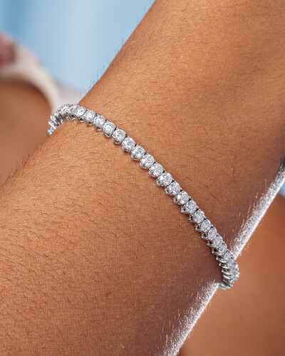 FotoPulseira Riviera Moissanite - 3 mm - 5.5ct - 17 cm - Prata 925