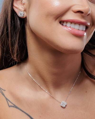 FotoBrinco Trevo Shine Moissanite - 2,4ct - Prata 925