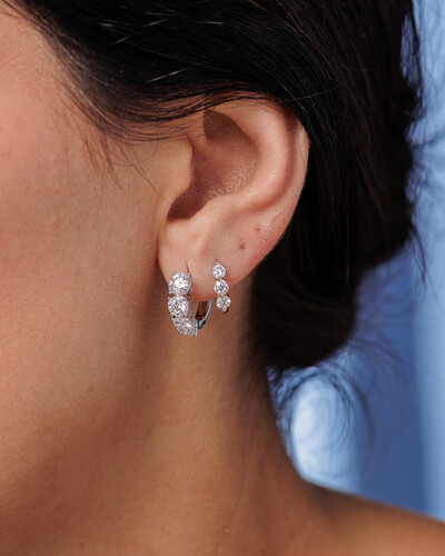 FotoBrinco Argola Nina Moissanite 0.1ct - 3mm - Prata 925