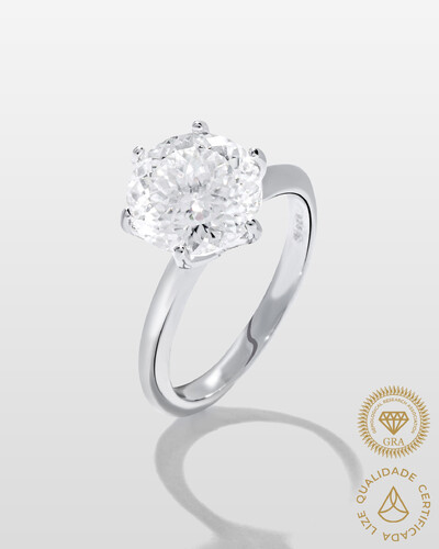 Foto Anel Solitário Évora Moissanite - 9,5 mm - 3.5 ct - Prata 925