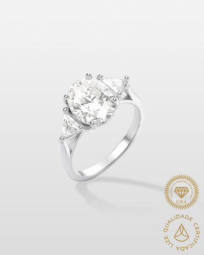 Foto Anel Oval Princess - Moissanite - 10 mm- 3.0ct - Prata 925