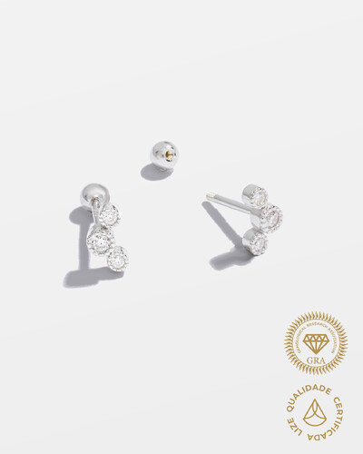 Foto Brinco Poly Moissanite 2mm*2 - 0.12ct - Prata 925