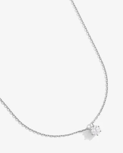 Foto Colar Ponto de Luz Glitz Moissanite 6,5 mm - 1.0ct - 6 Garras - Prata 925- Banho ouro 18k