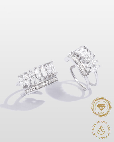 Foto Piercing Melanie ( Duplo) - Moissanite 2 x 4 mm - 1.27ct- Prata 925