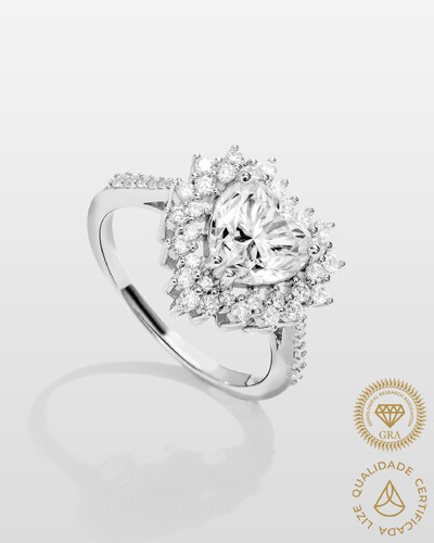 Foto Anel Coração Grace - Moissanite - 8mm - 2.54ct - Prata 925