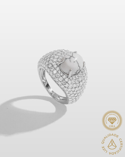 Foto Anel Mindinho Turquesa Branca - Moissanite - 1.5 mm - 2.37ct - Prata 925