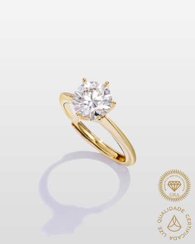Foto Anel Solitário Glitz - Moissanite 8 mm - 6 garras - 2ct - Prata 925