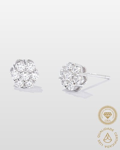 Foto Brinco Bouquet - Moissanite 2 mm - 0.03ct - Prata 925
