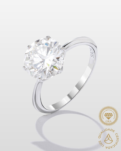 Foto Anel Solitário Moissanite 10mm -4.0 ct - Prata 925